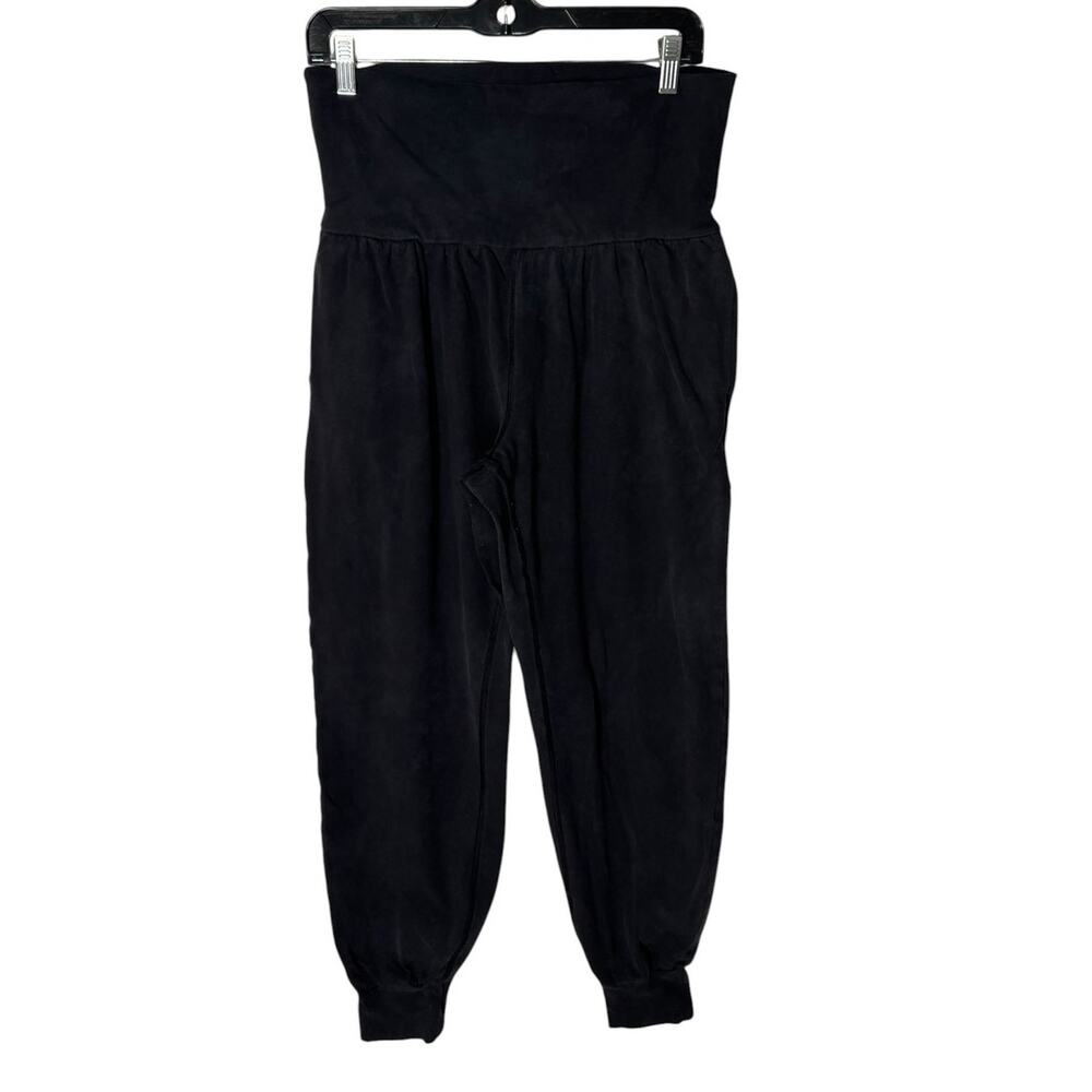 Pact Large Black Wash Organic Cotton Balloon Pants Foldover Waist